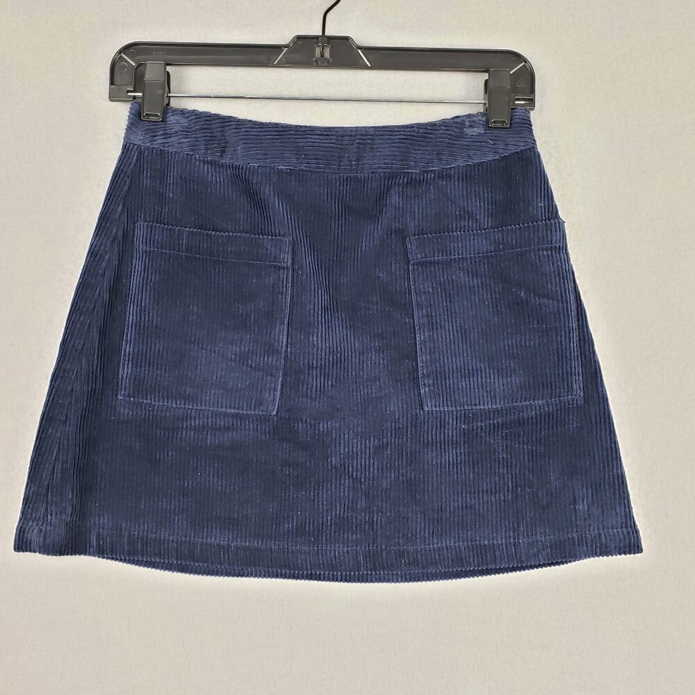 Forever 21 Size S Big Pocket Corduroy Mini Skirt Navy Dark Academia Prep School